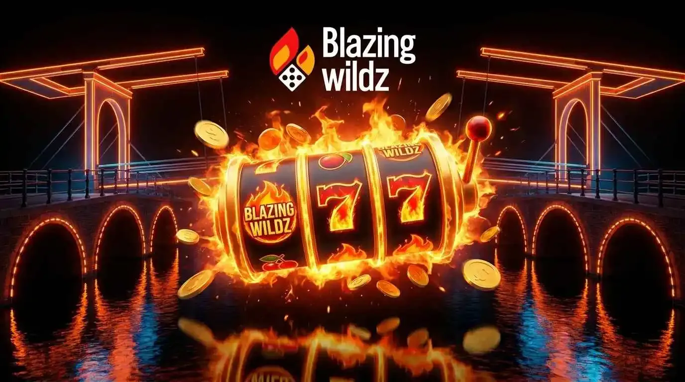 Slot machine with blazing symbol