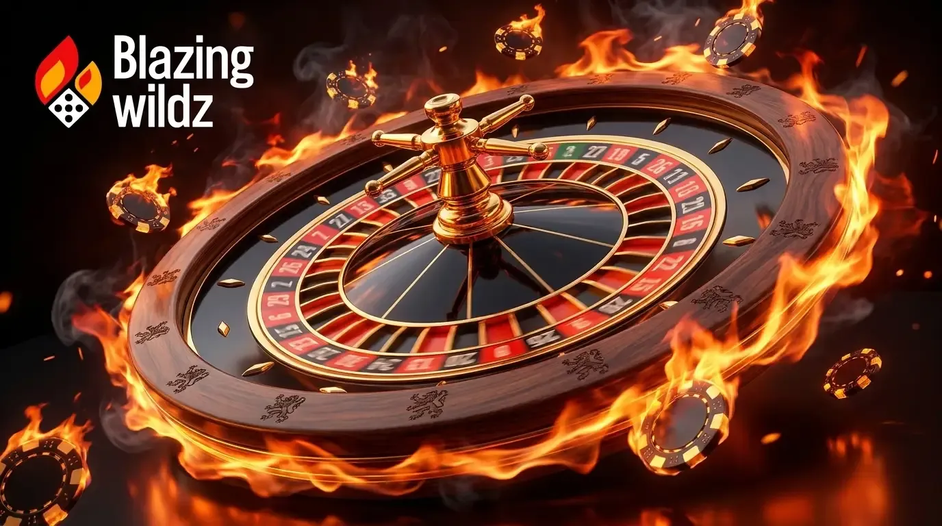 Spinning roulette wheel with fla